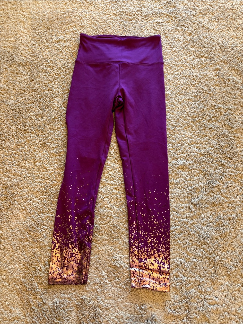 LAST CHANCE! Purple High-Waist Leggings with Copper Speckle Hem